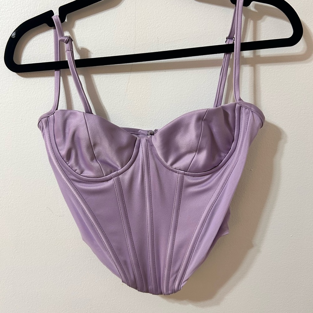House of CB Lavender Silk Corset Top